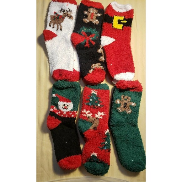 Christmas Fuzzy Socks,Fashion 6 Pairs Cute Coral Fleece Warm Cozy Socks Holiday - Picture 3 of 3